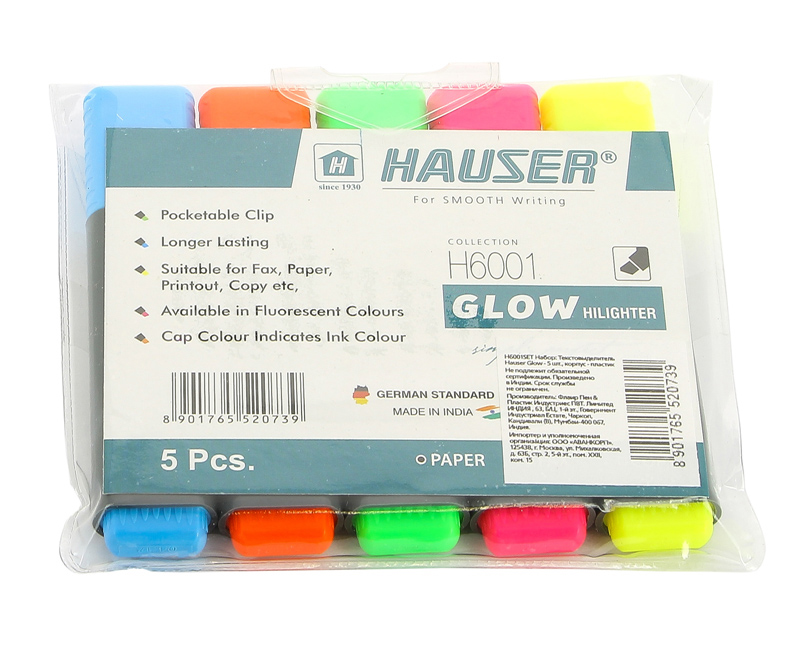 Набор: Текстовыделитель HAUSER Glow H6001SET