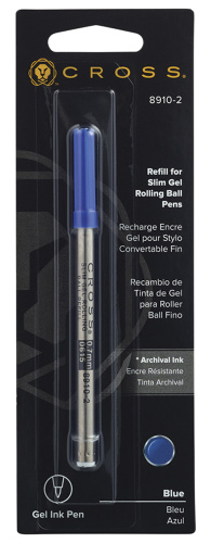 Стержень гелевый для ручки-роллера, тонкий (синий) 8910-2